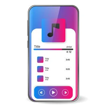 Music player user interface realistic smartphone Stock Illustration