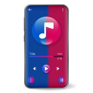 Music player user interface realistic smartphone Stock Illustration
