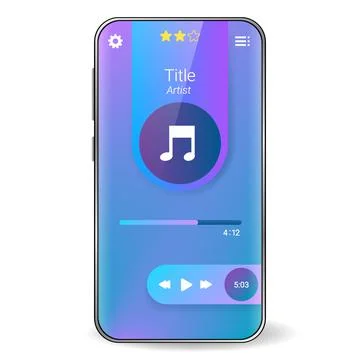 Music player user interface realistic smartphone Stock Illustration