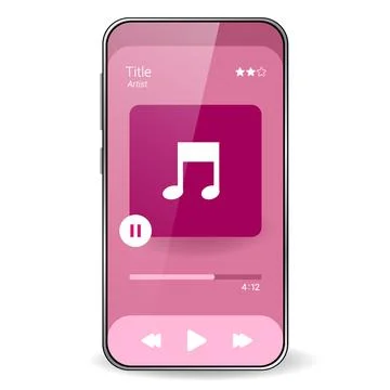 Music player user interface realistic smartphone Stock Illustration
