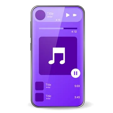 Music player user interface realistic smartphone Stock Illustration