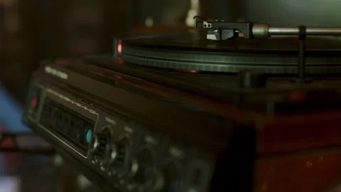 Music player for vinyl record in working mode Stock Footage 261406456