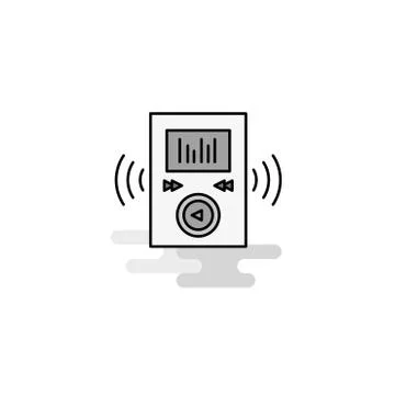 Music player Web Icon. Flat Line Filled Gray Icon Vector Stock Illustration