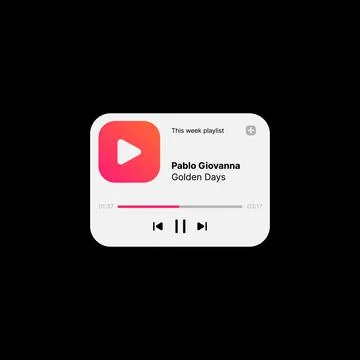 Music Player Widget UI Concept on Black Background. Social Media Illustration Stock Illustration
