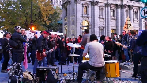 Music playing with crowd moving Stock Footage 120040412