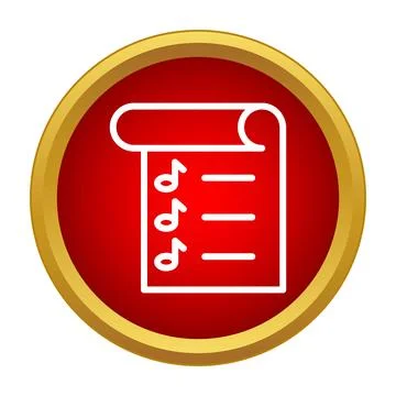 Music playlist scroll icon on red background Stock Illustration