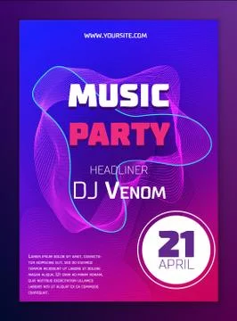 Music poster. Dynamic gradient shape and line Stock Illustration