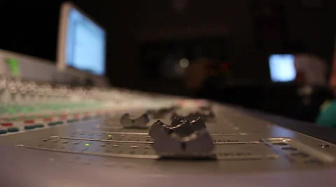 Music Production Studio - Automatic Channel Faders go up and down - 50fps Stock Footage 34304400