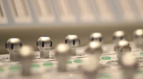 Music Production Studio -  Scene 3 - Mixer closeup and pan - 50fps Stock Footage 34304111