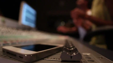Music Production Studio -  Scene 5 - Man and Women mastering music and dancin Stock Footage 34304262