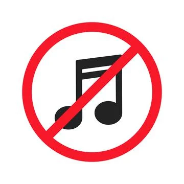 Music is prohibited vector flat illustration isolated on white background Stock Illustration