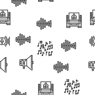 Music Record Studio Equipment Vector Seamless Pattern 스톡 일러스트