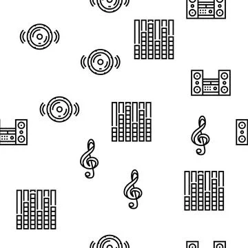 Music Record Studio Equipment Vector Seamless Pattern Illustrazione stock