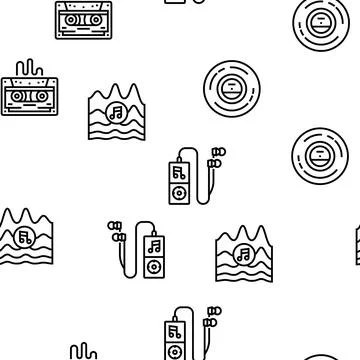 Music Record Studio Equipment Vector Seamless Pattern 스톡 일러스트