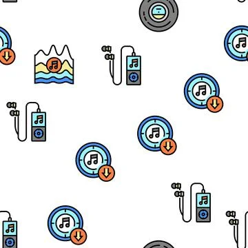 Music Record Studio Equipment Vector Seamless Pattern 스톡 일러스트