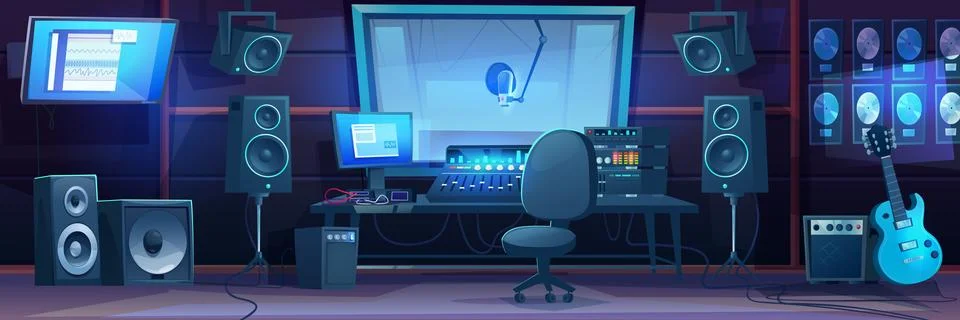 Music record studio interior Stock Illustration