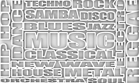 Music relative words cloud Stock Illustration