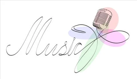 Music. Retro microphone. Continuous one line drawing. Stock Illustration