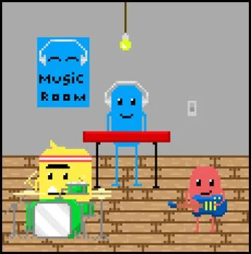 Music Room Vector Pixel Art Stock Illustration