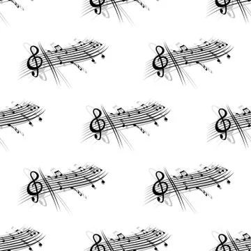 Music score and notes background seamless pattern 스톡 일러스트