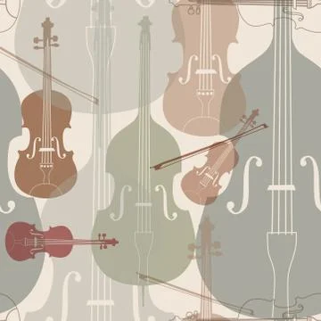 Music seamless pattern. Stringed musical instrument background. Stock Illustration