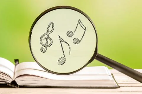 Music search with notes Stock Photos