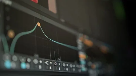 Music sequencer - equalizer at work The process of creating music on a comput Stock Footage 221187521