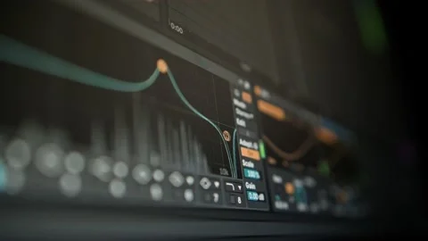 Music sequencer - equalizer at work The process of creating music on a comput Stock Footage 221187625