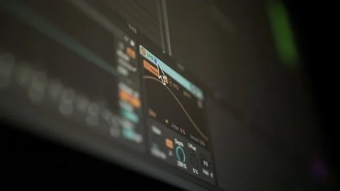 Music sequencer - equalizer at work The process of creating music on a comput Stock Footage 221187712