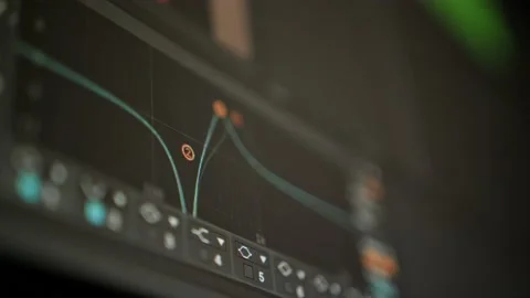Music sequencer - equalizer at work The process of creating music on a comput Stock Footage 221187795