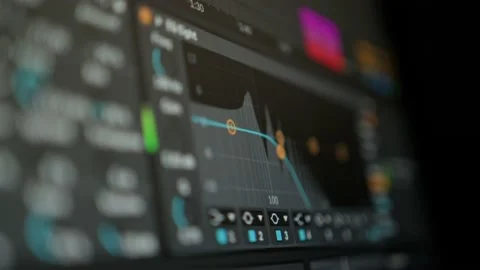 Music sequencer - equalizer at work The process of creating music on a comput Stock Footage 221187962