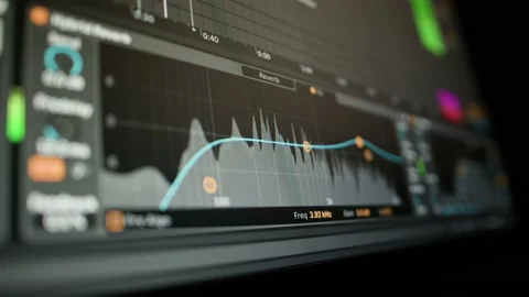 Music sequencer - equalizer at work The process of creating music on a comput Stock Footage 221188344
