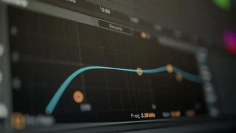 Music sequencer - equalizer at work The process of creating music on a comput Stock Footage 221188733