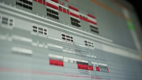 Music sequencer - equalizer at work The process of creating music on a comput Stock Footage 221188785