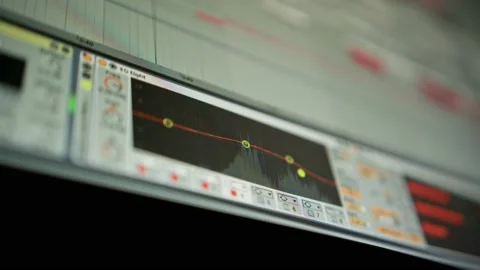 Music sequencer - equalizer at work The process of creating music on a comput Stock Footage 221188857