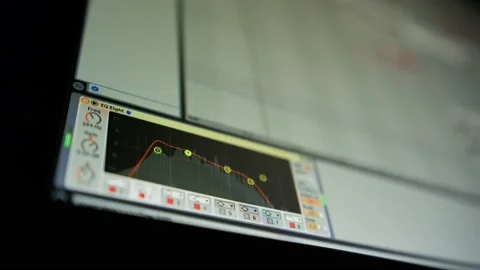Music sequencer - equalizer at work The process of creating music on a comput Stock Footage 221188921