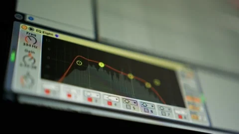 Music sequencer - equalizer at work The process of creating music on a comput Stock Footage 221188985