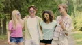 Music show contestants singing, dancing to music, young happy guys having fun HD Footage