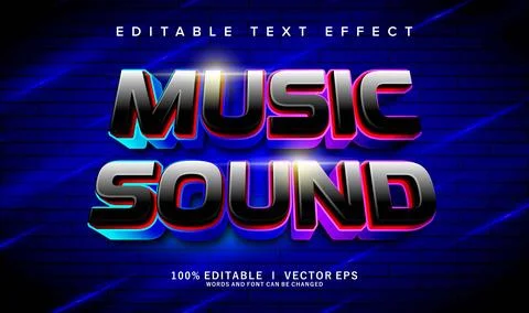 Music sound vector text effect with modern style design Stock Illustration