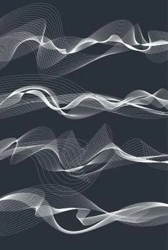 Music sound vector waves set Stock Illustration