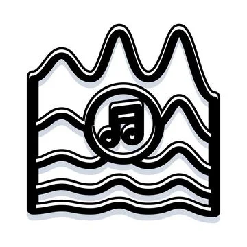 Music sound wave with audio note icon Stock Illustration