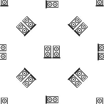 Music speakers pattern seamless black イラスト素材