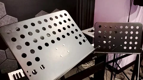 Music stand notes in the recording studio Stock-Footage 313993881