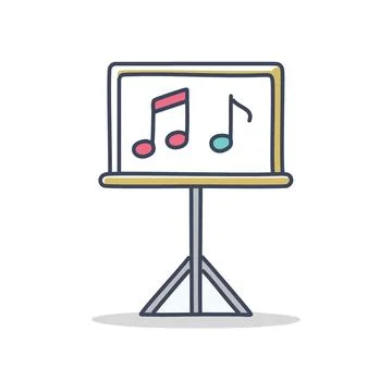 Music stand notes. Simple cartoon music stand with notes on the board. Perf.. Stock Illustration