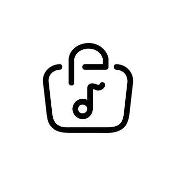 Music Store Vector Icon, Outline style, isolated on white Background. Stock Illustration