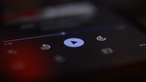 Music stream app on the iphone screen. man stream music sound. Stock-Footage 231759016