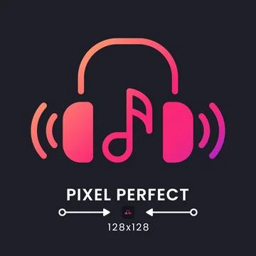 Music streaming pink solid gradient desktop icon on black Stockillustratie