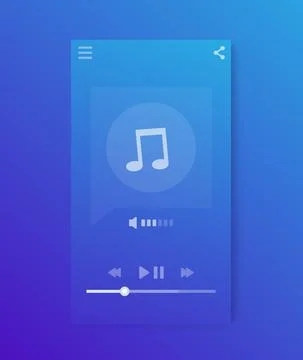 Music streaming player interface, mobile app ui Stock Illustration
