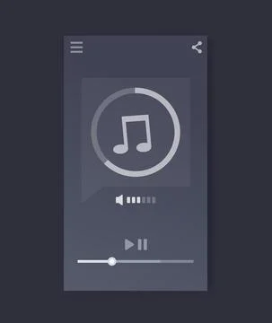 Music streaming player interface, mobile app, vector ui Stock Illustration