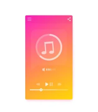 Music streaming player interface, mobile ui, vector Stock Illustration